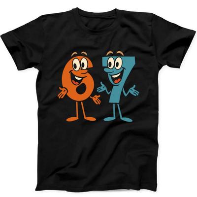 6 7 Seis Sete Número Meme Estranho Engraçado Presente Camiseta Preta 491