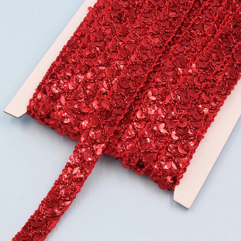 

10m Sequin Lace Trim Braided Band for Cosplay Stage Costumes Shoe Hat Curtain DIY Decoration Accessories Sequined Ribbons fixed at 10m x 1.5cm