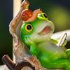 Garden Frog Figurine Frog Reading A Book on Rocking Chair Statue Resin