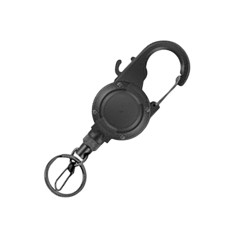 Einziehbarer Schlüsselanhänger Karabiner Ausweishalter Stahlseil Seilzug Schnalle Schlüsselhalter mit 25,6 Zoll Stahl-Einziehseil