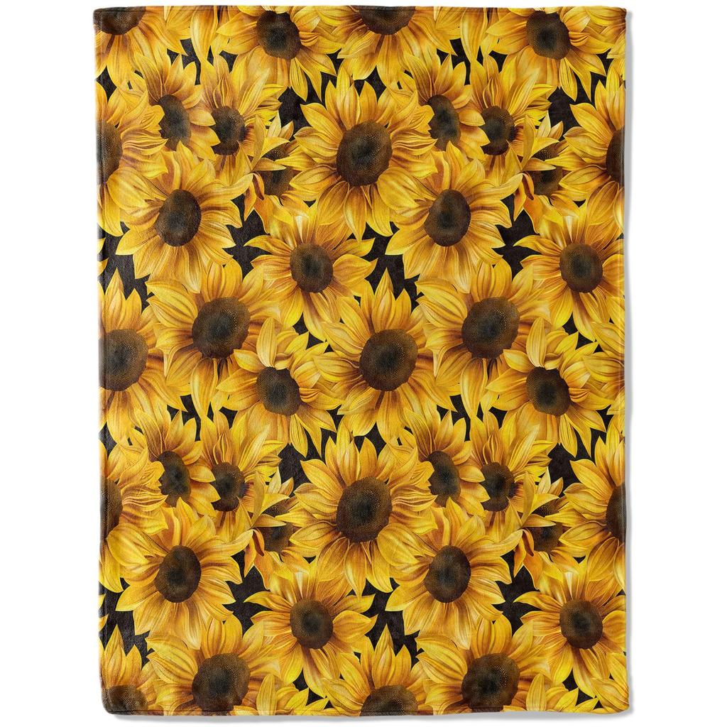 Creative Sunflower Theme digital-printed polyester Bedroom velvet flannel cover blanket Fleece soft sofa cover blankets for beds