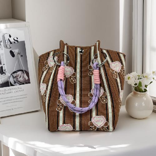 Women Knitted Bucket Tote Bag Large Capacity Versatile Handbag For Work Travel Lunch Storage