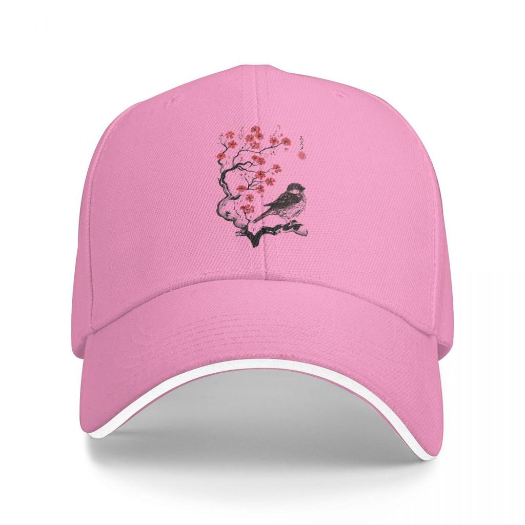 Baseball Caps Japan Tokyo Harajuku Cherry Blossom Bird Trending Customized Unisex Women Outdoor Spring Caps