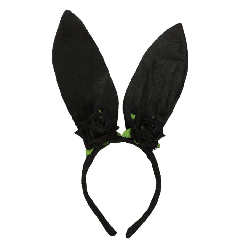 Roleplay Bunnies Girl Headband with Flower Designs Anime Headband Easter Cosplay Headdress Festival Dressingup Accessory