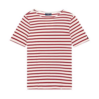 SainT James Unisex ShorT Sleeve T shirT Modern sTripe 9863 Ecru Persan