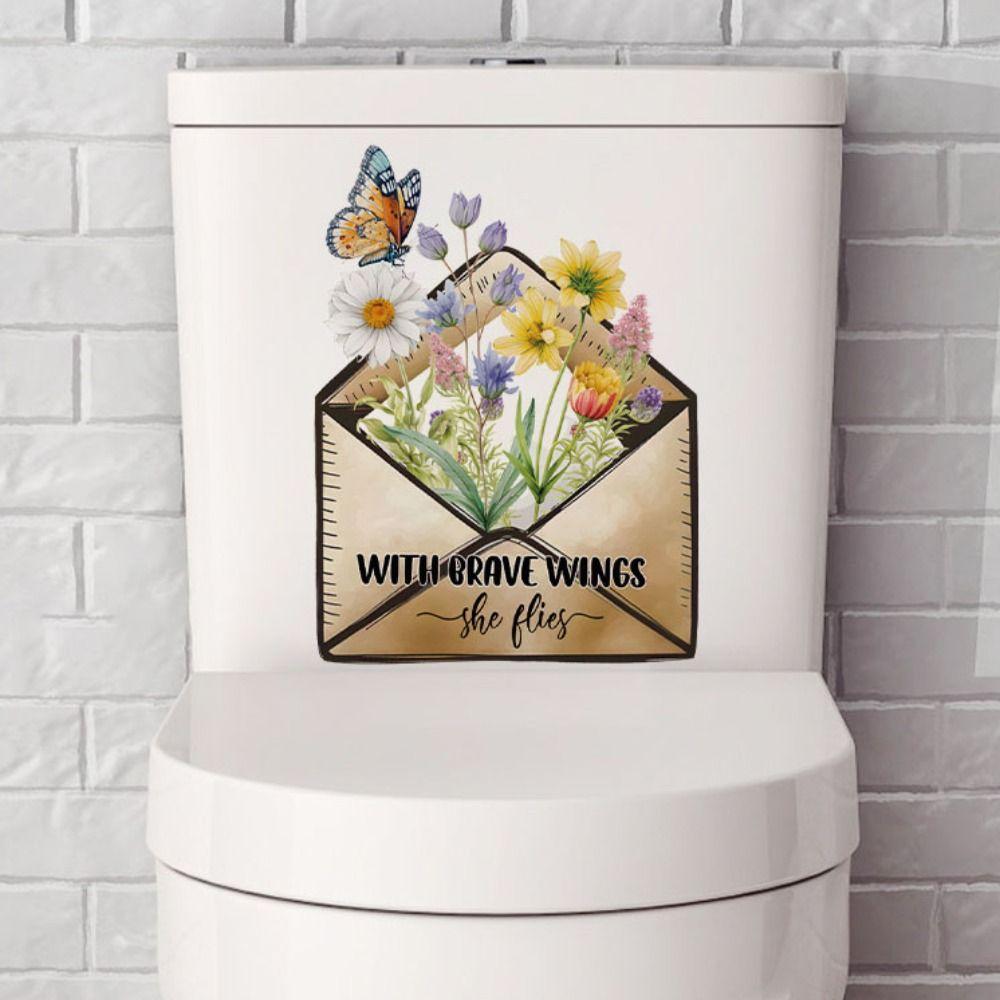 Multicolor Floral Butterfly Decals PVC Wall Mural Gift Butterfly Toilet Stickers