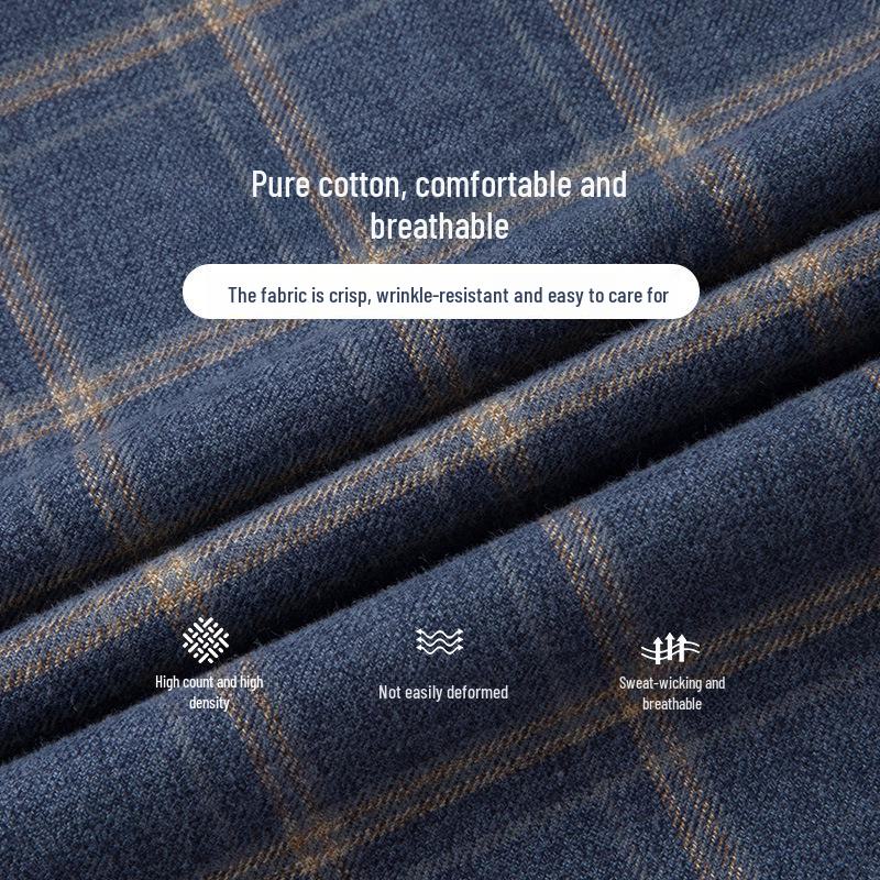 Men's Long-Sleeve Plaid Shirt: Comfortable, Breathable Cotton for Spring and Autumn Casual Wear