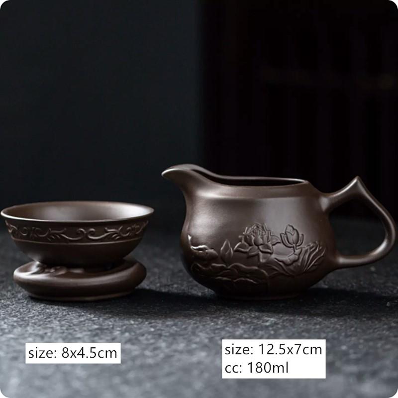Retro Handmade Purple Clay Fair Cup Tea Ceremony Raw Ore Zisha Tea Set Accessories Household Tea Divider Chahai Tea Strainer
