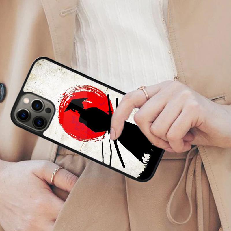 Characters Japan Flag Japanese Warrior Ninja Magnetic Phone Case For iPhone 17 Air 16 14 13 12 Pro Max 15 Plus MagSafe Cover