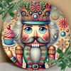 Christmas Nutcracker Round Metal Sign, Highly Detailed Flat Print, Collectible Metal Decor, Waterproof Wall Ornament