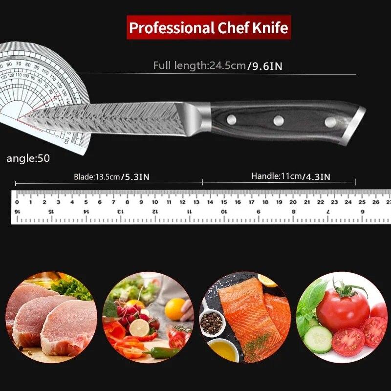 Damascus Kitchen Knife Utility Knives Meat Vegetable Knife Chef's Knife Sharp Fruit Bone Knives Cooking Knife Kitchen Tools