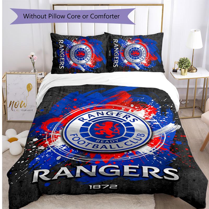 Set Biancheria da Letto Rangers FC Stampato 3 Pezzi Copripiumino Traspirante con Federe Biancheria da Letto Decorativa per Camera da Letto Casa