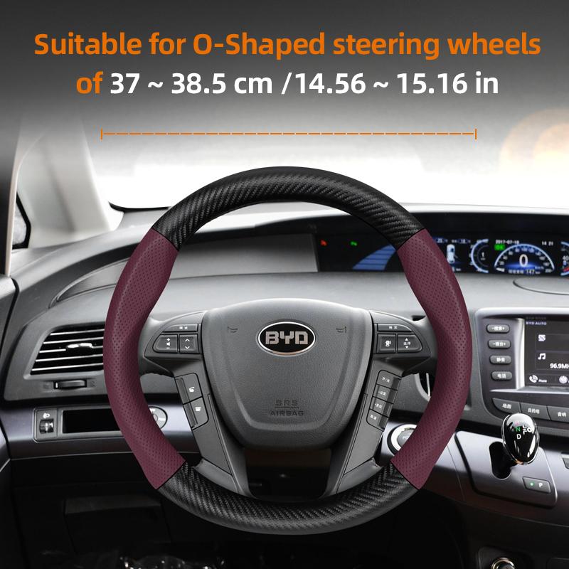 Suitable for Byd Breathable Leather Matte Carbon Fiber Texture Steering Wheel Cover Suitable for Dolphin Mini Seal Atto 3 King Shark 6 Song Pro