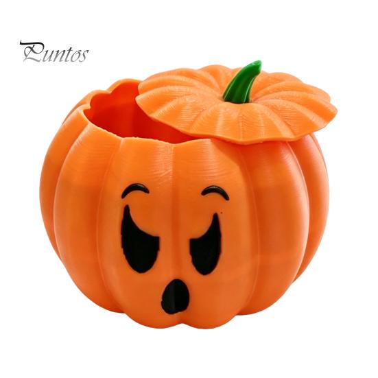 Unique Halloween Party Favors 3D Printed Devil Pumpkin Storage Box with Lid, Funny Ghost Face Handmade Figurine Decoration, Desktop Organizer
