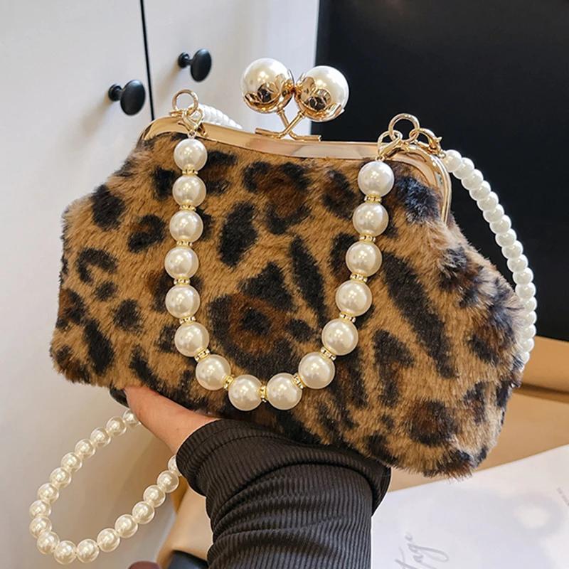 Faux Fur Plush Evening Bag for Women Luxury Bags Feminine Shoulder Crossbody Bag Fashion Bag Clutch Bags