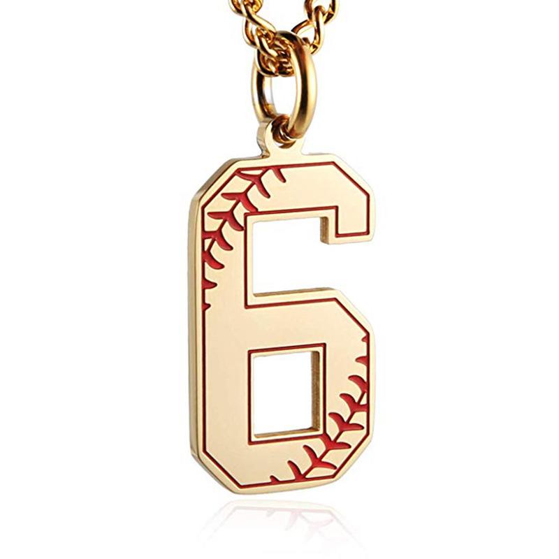 INS trendy stainless steel European and American fashion outdoor digital baseball necklace men's accessories titanium steel pendant