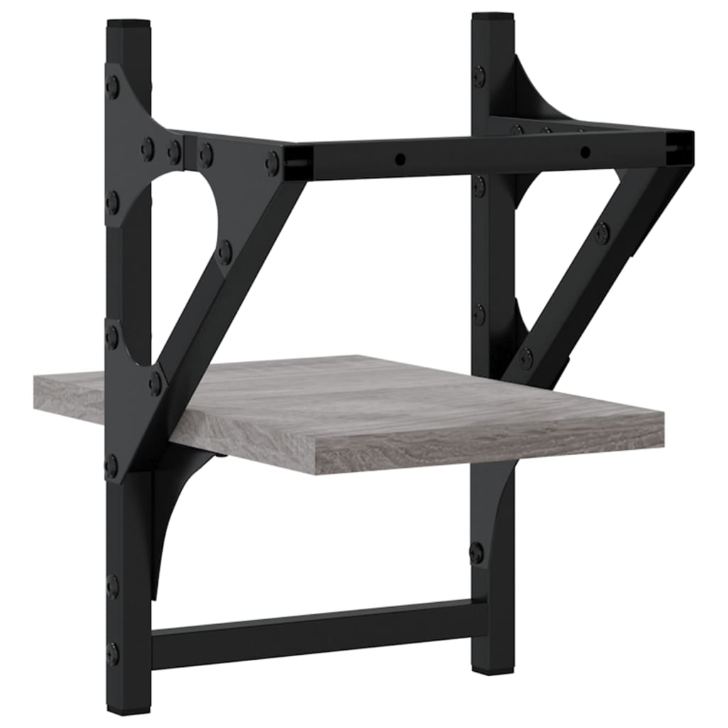 Wall Shelves with Bars 2 pcs Grey Sonoma 20 x 25 x 30 cm