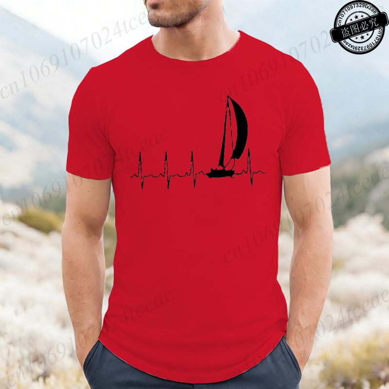 Sailing Heartbeat Graphic T Shirts For Unisex Unisex Short Sleeve Clothing Summer Fashion Tshirts Sailing Ekg Unisexs Tee Clothing