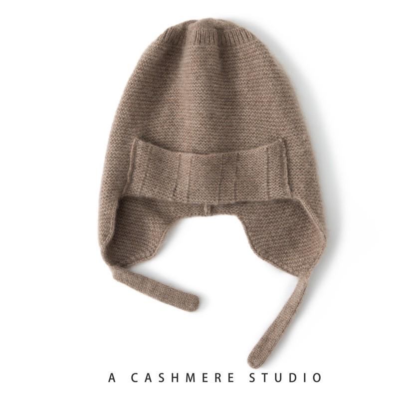 Warm Cashmere Knit Beanie Hat With Ear Flaps Unisex Winter Cap Men Women Kids