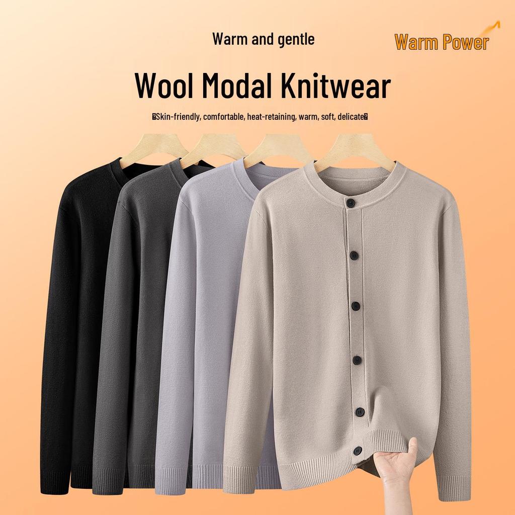 2025 Men's Wool Modal Knit Cardigan: High-End Loose Fit, Casual Autumn/Winter Sweater