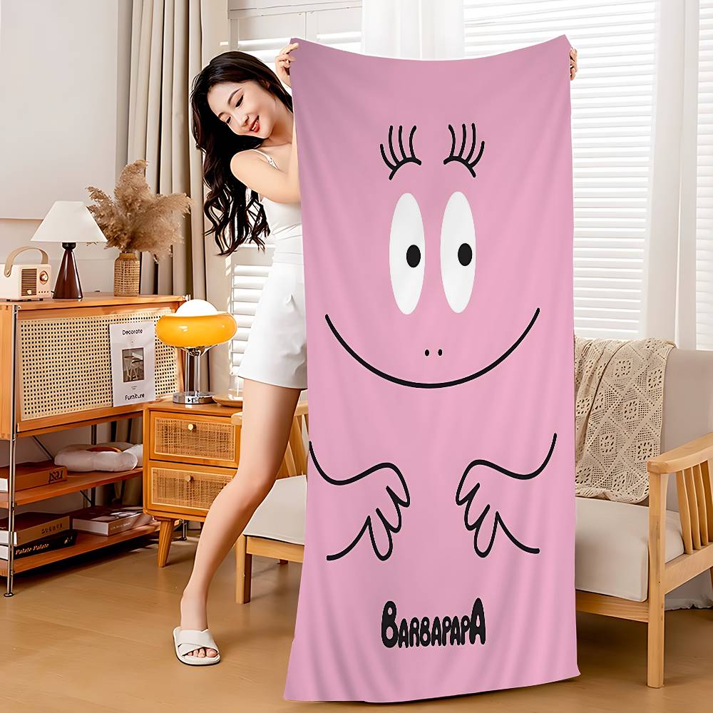 Cartoon B-Barbapapa Anime Beach Swimming Towel Soft Absorbent Washcloth Children's Gifts For Kids Travel Camping Gym