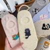 Women's Summer Thin Cotton Cartoon Animal Yarn Low Top Shallow Mouth Invisible Non Slip Heel Socks