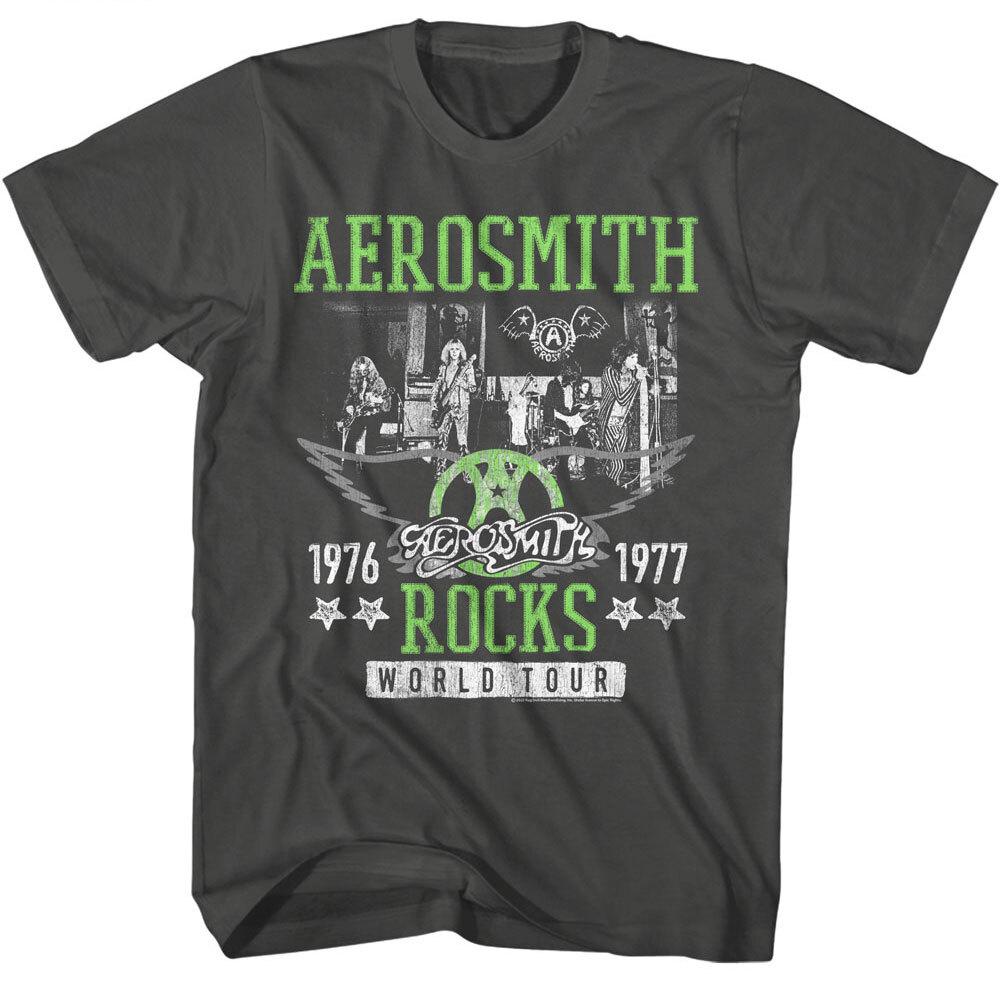 Футболка Aerosmith Мужская039;s 19761977 Rocks Мировой Тур Хэви-метал Музыка SM2XL Унисекс Футболка Футболка с Принтом XL