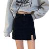 Unique Classic Versatile Youthful Design Split Skirt Slim Black Stretch High-Waisted Halter Package Hip A-word Ladies Summer Fashion Denim Short Skirt