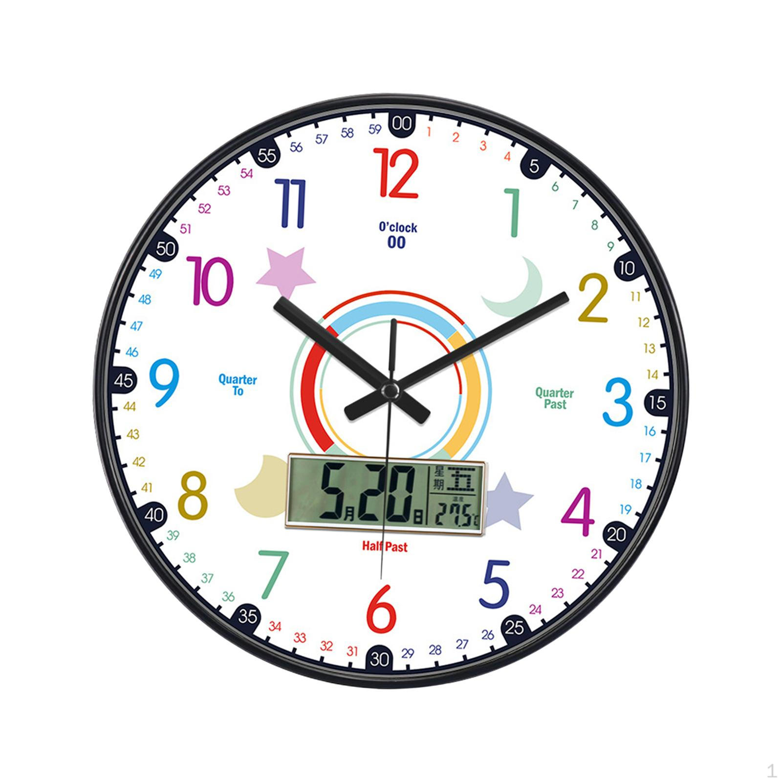 

Детские настенные часы 12 Красочные обучающие время Легко Бесшумные для класса игровой комнаты Style D