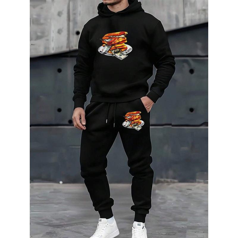 Autumn and winter street fashion casual 1-piece set European and American fashion 1D printing hooded sweater and sweatpants men