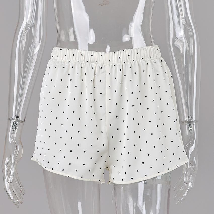 Satin gepunktete Shorts Damen Hoher elastischer Bund Locker Weiter Bein A-Linie Sommer Lässig Streetwear Lounge Strandurlaub Mini-Shorts für Damen