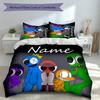 3pcs Custom Name Rainbow Friends Bedding Set,Includes 1 Duvet Cover and 2 Pillowcases,All-season Bedroom Decor