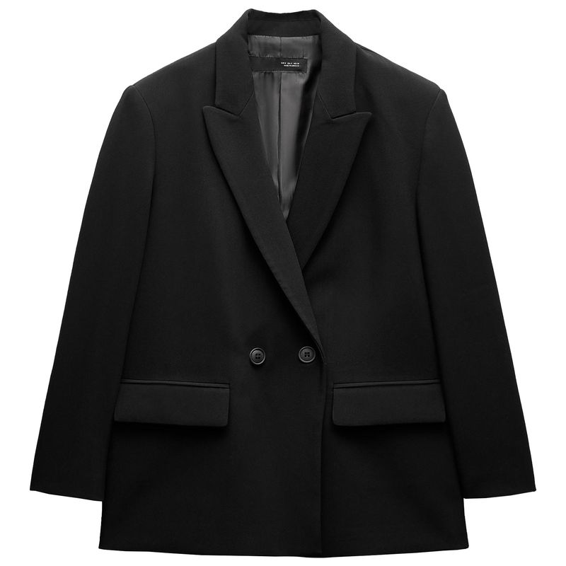 Zaprha 2025 Autumn New Elegant Lapel Long sleeve with Shoulder Pad Profile Double Placket Blazers 2753122