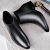 Stivali da Uomo in Pelle Business Britannici con Tacco Alto, Punta Affusolata e Interno in Pile Chelsea Stivali Moda Maschile Scarpe Casual Uomo