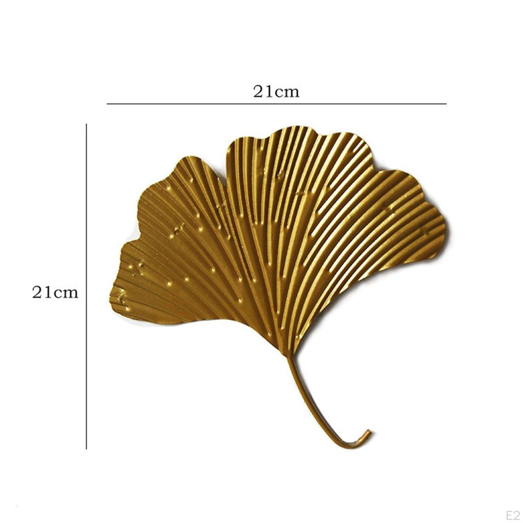 Modern Wrought Iron Wall Clock with Ginkgo Leaves Design Quiet No Ticking Large Numerals Decorative