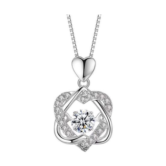 Kvinners Halskjede Dobbelt Hjerte Sammenflettet Rhinestone Dekor Justerbart med Forlengelseskjede Legering Hals Smykker for Ballfest Daglig