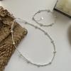 100% Real 925 Sterling Silver Geometric Broken Silver Beads Pearl Bracelets Necklaces Women Fine Jewelry
