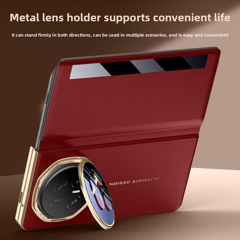 Cowhide Flip Leather Case for Honor Magic V5 Business Smart Sleep Wake Cell Phone Cover Cases for MagicV5 Lens Stand Capa