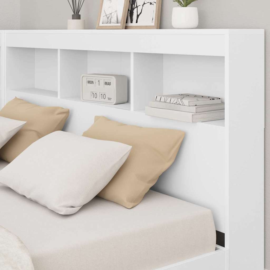 Bookshelf Bed with Headboard White 160 x 200 cm Engineered Wood