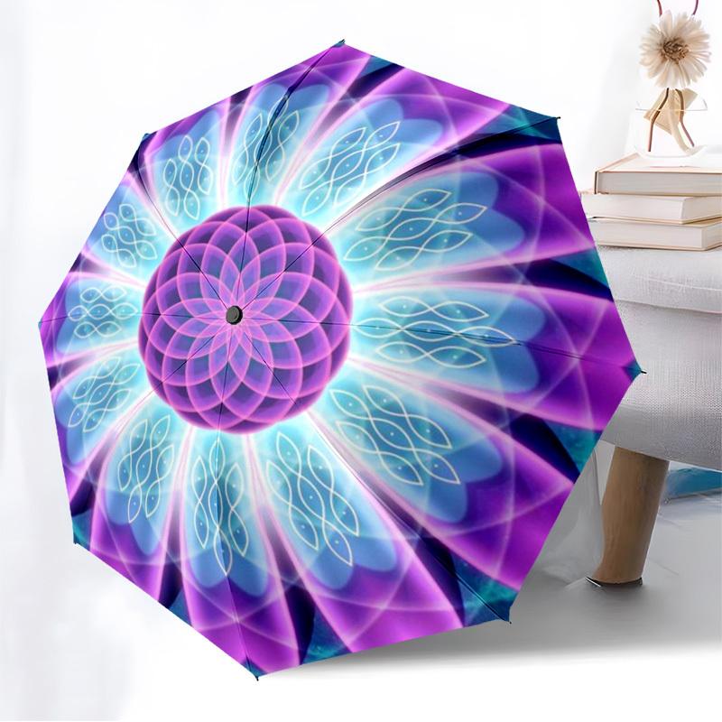1pc Mandala Art Automatic Folding Umbrella - Compact 8-Rib Design,Perfect Gift for Friends & Family yy250926040
