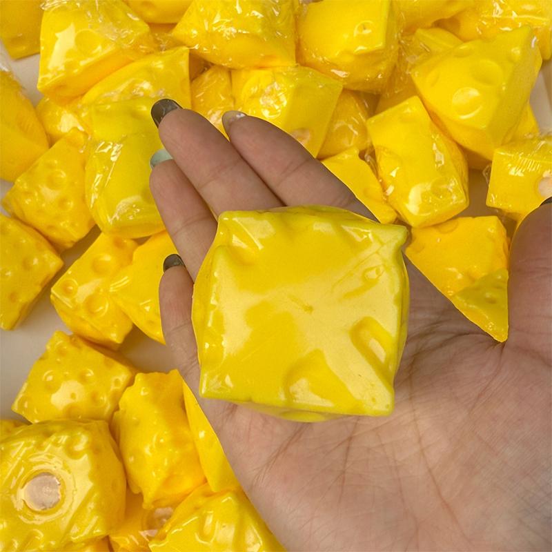 Crunchy Squishy Cheese Stress Ball Crispy Sound Squeeze Toy Round Blocks Filled Fidget Toy Asmr Sensory Stress Relief Toy Gifts