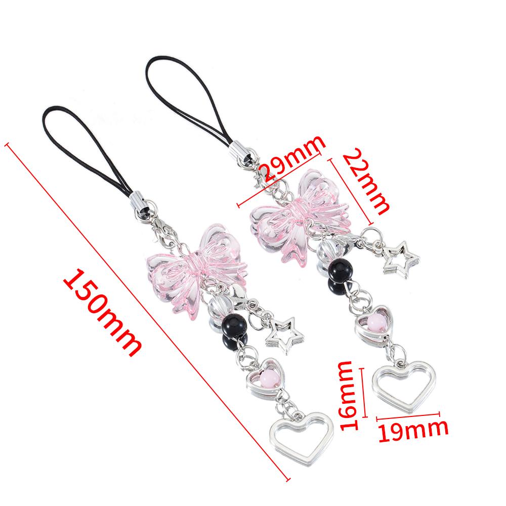 

Y2K Phone Charm Bow Heart Star Keychain Pendant Kawaii Bag Goth Chain Cute Accessory