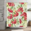 Beautiful Bath Shower Curtain Floral Design for Bathroom Decor Pink Red Flowers with Yellow Background Polyester Fabric Waterpro