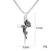 Homemade Guochao Hip-Hop Retro Rose Titanium Steel Necklace Men'S Personality Accessories Pendant Tide Brand Pendant