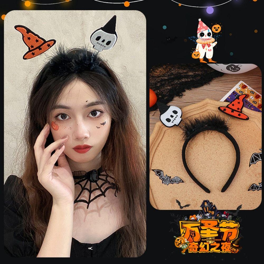 Spider Halloween Feather Headband Cartoon Pumkin Hairband Funny Ghost Headband  Girl
