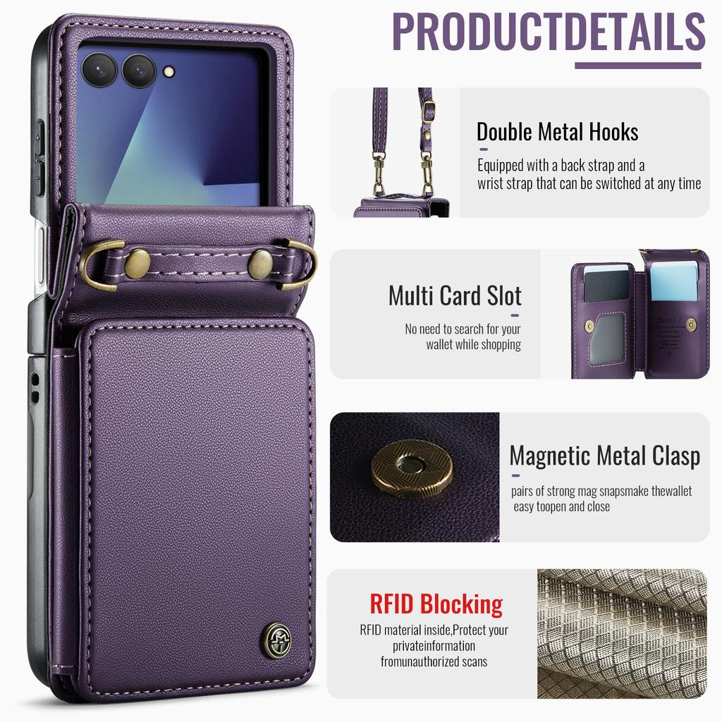 Suitable for Samsung Z Flip 30% off foldable screen phone case with crossbody strap protective cover and card slot stand for Z Flip8