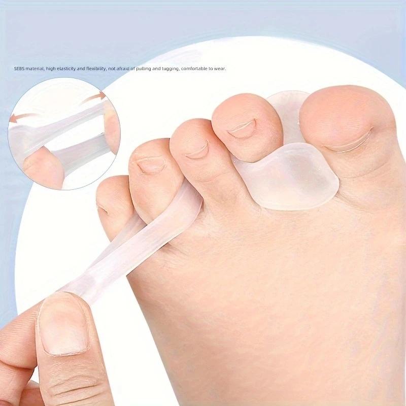 2pcs Hallux Valgus Foot Care Pedicure Silicone Gel Straightener Two Hole Toe Separator Fingers Protector Bunion Adjuster