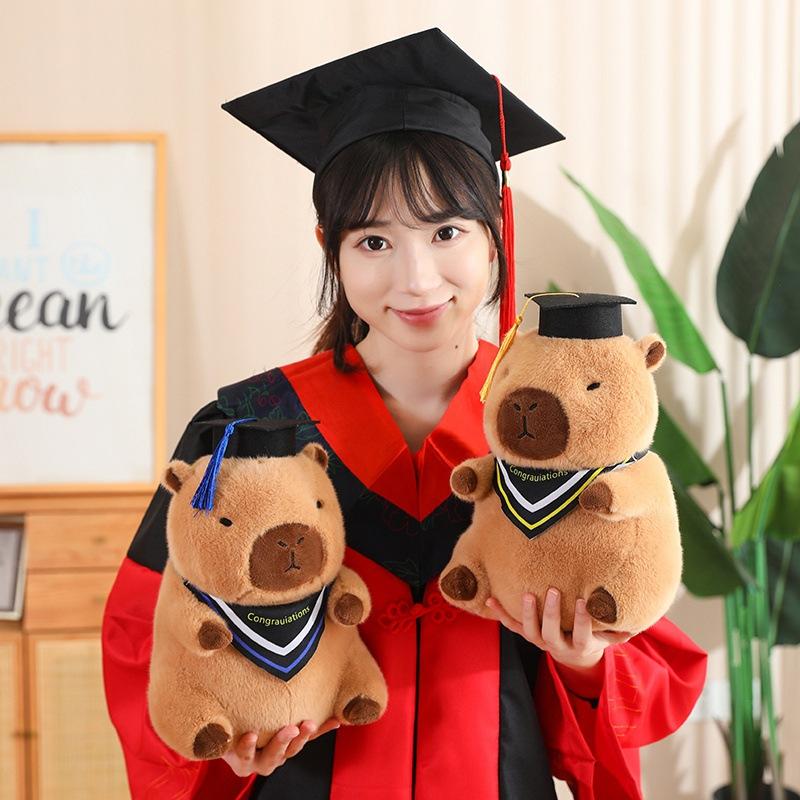 Doctor Capybara Doll Graduate  Kawaii Stuffed Animal Plushie Cute Pendant Creative Cartoon Pillow Graduation Gifts