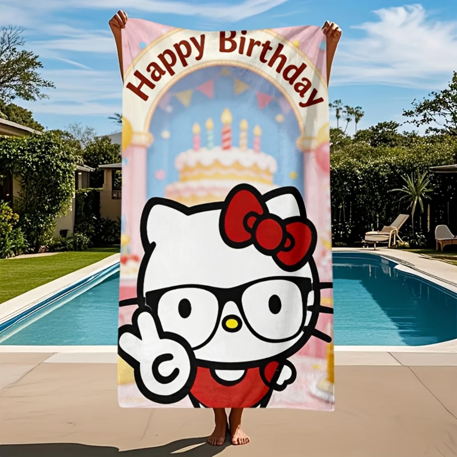 

1pc Sanrio Hello Kitty Themed Beach Towel,Made of Polyester, Machine Washable,Ideal for Yoga,Travel,Swimming W40*H60(CM)