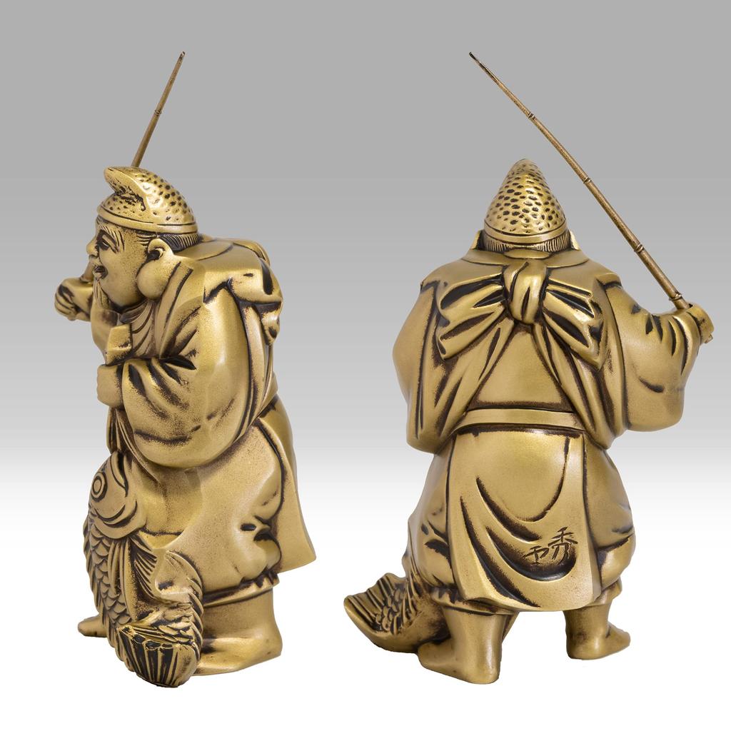 Seven Lucky Gods of Good Luck Ebisu Silky Gold Buddhist Hideun Makita Buddha Statue Ornament Takaoka Copperware sculptor Prototype_Kobiki (Ebisu 7F)